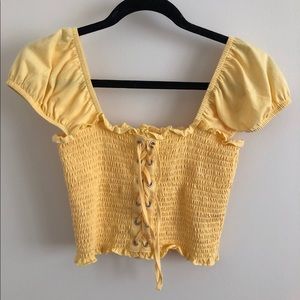 Pacsun Yellow lace up crop top